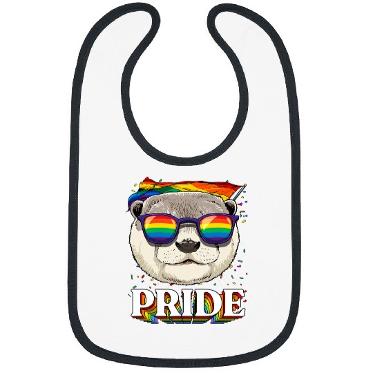 LGBT Pride Pride Sea Otter LGBTQ Rainbow Flag Pride Month Animal Lover Bibs