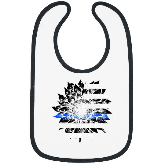 Cute Blue Line Sunflower Police Sunflower Law Enforcement Bibs
