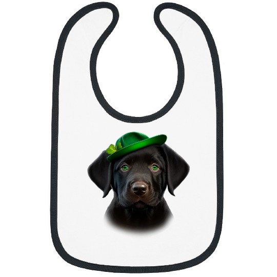 Cute Black Lab Dog Mom St Patricks Day Puppy Animal Lover Bibs