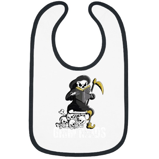 Funny Grim Reaper Dark Humor Book Lover Literature Bibs