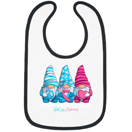 Funny Gnomies Infant Loss Awareness Month Light Blue Pink Bibs