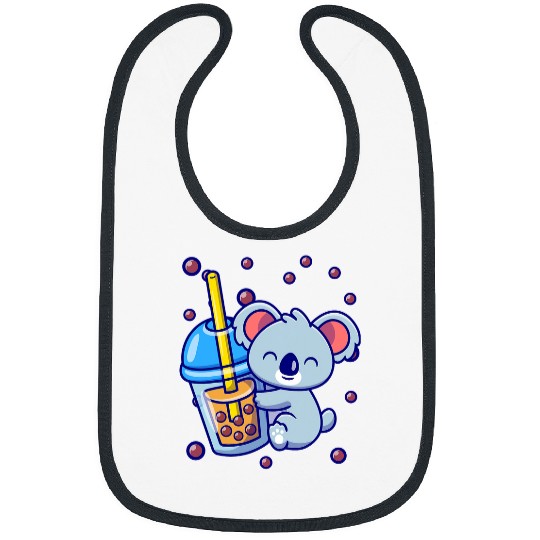 Funny Bear Koala Blue Boba Tea Bubble Tea Milk Koala Bear Japanese Cute Bears Bibs