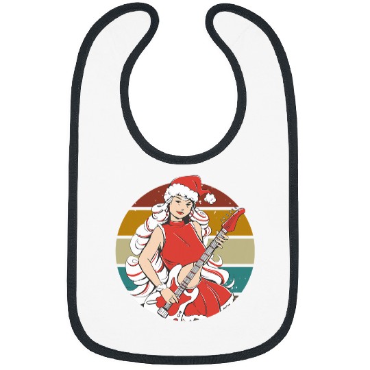 Guitarist Rock and roll vintages retro woman with guitar Santa Claus Guitar Bibs