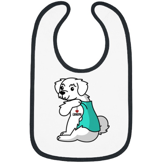 Dog Maltese I Love Grandma Tattoo Maltese Grandmother Dog Bibs