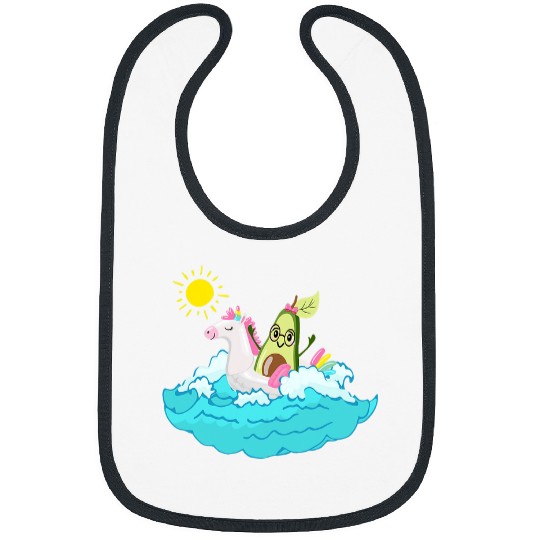 Avocado In The Unicorns Swim Ring At The Sea Girl Bibs