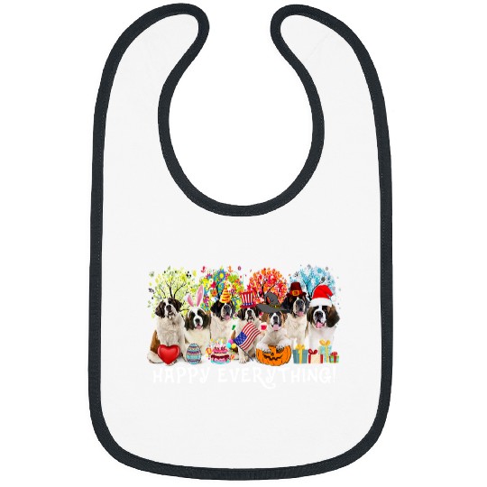 Dog Saint Bernard Happy Everything Saint Bernard Dog Seasons All Year Tree Lov46 Bibs