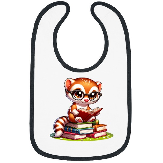 Funny japanese weasel reading Bookworm Book Lovers Bibs