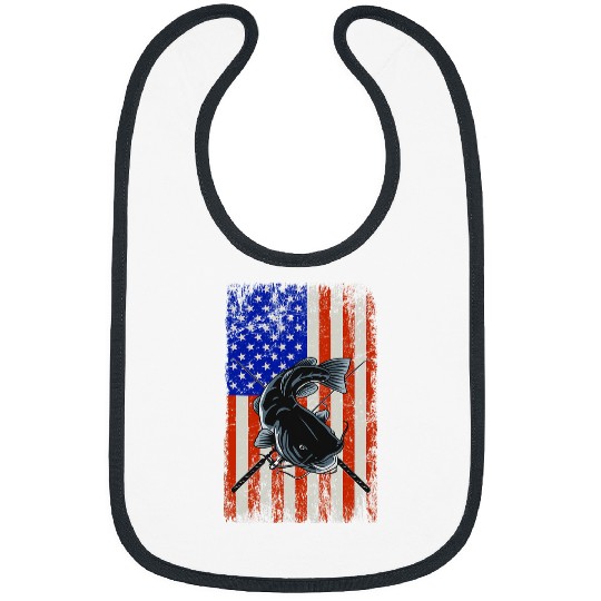 Fishing 4th of July Fishing USA Flag Catfish Catfishing Patriotic Fisher Bibs