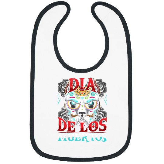 Bully Dia De Los Muertos Pitbull Sugar Skull Calavera Pitbull Dog Bibs