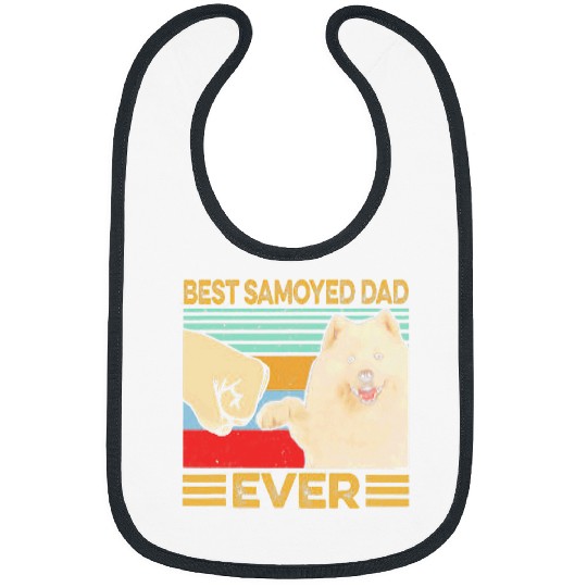 Dog Samoyed bests Samoyed Dad Ever Retro vintages Fathers Day Gift Bibs