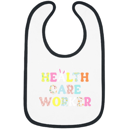 Cute Health Care Worker Stethoscope Scrub Bunny Eggs Easter Bibs