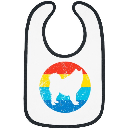 Dog Samoyed Breed Silhouette Retro 1970s Circle Bibs