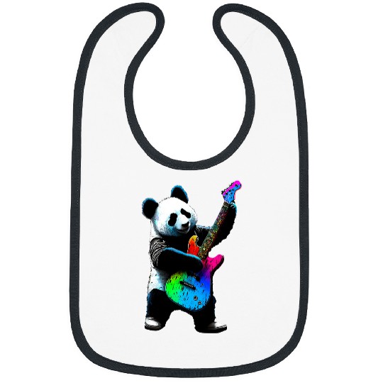 Funny Bear Panda Bear Playing An Electric Guitar Rock And Roll Cute Bears Bibs