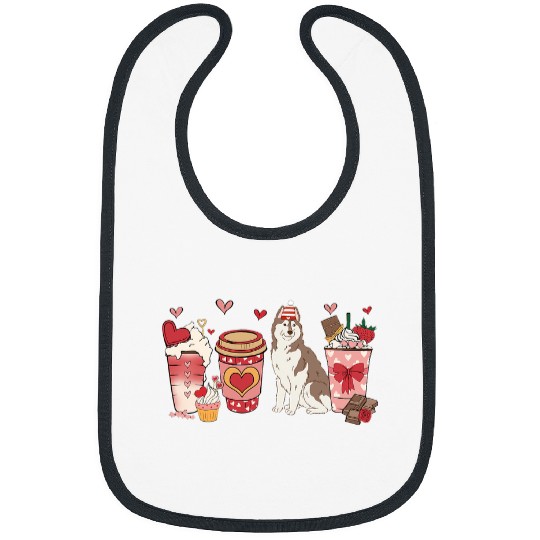 Dog Husky Copper Siberian Husky Valentines Day Dog Mom Coffee Lovers Bibs