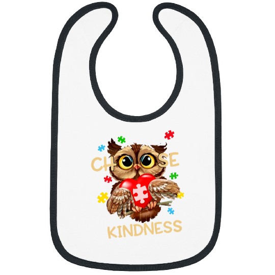 Autism Choose Kindness Autism Awareness Cute Owl Puzzle Pieces Neurodiverse Bibs