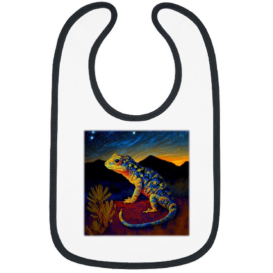 Gecko Lover Surrealism Starry Night Mediterranean Gecko Bibs