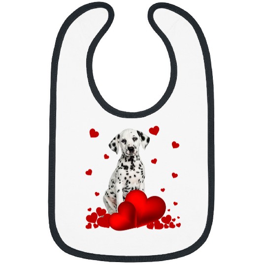 Dalmatian Valentines Day Love Hearts Dalmatian Puppy Lover 14 Dog Lover Dalmatians Dog Bibs