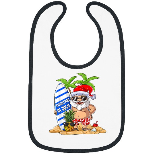 christmas in july santa hat sunglasses beach summer 41 Bibs