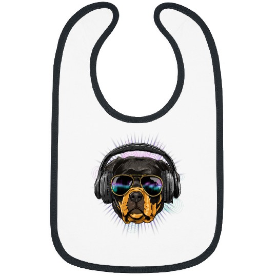 Dog Rottweiler EDM House Music DJ Rottweiler Dog Music Lover Music Artist Bibs