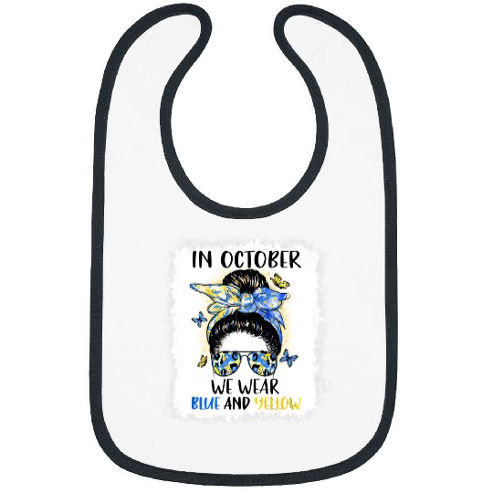 Down Syndromes Bleached In October We Wear Blue And Yellow Down Syndrome Bibs