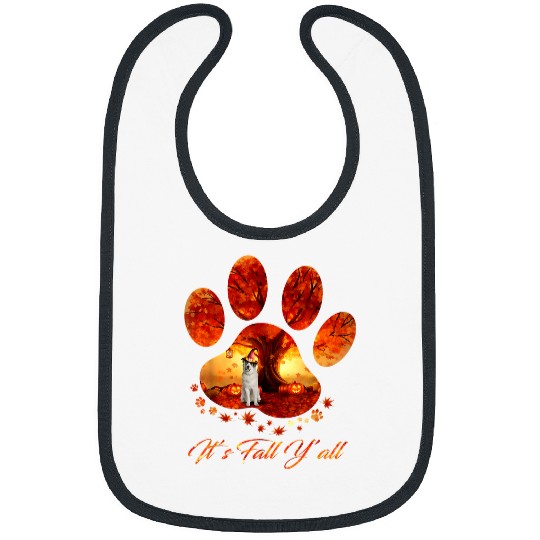 Great Pyrenees Its Fall Yall Dog Paw Halloween 36 Bibs