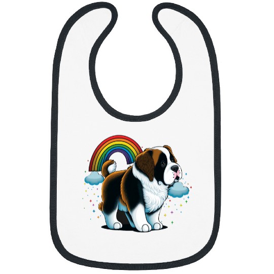 Dog Saint Bernard Cute Colorful Rainbow Saint Bernard Bibs