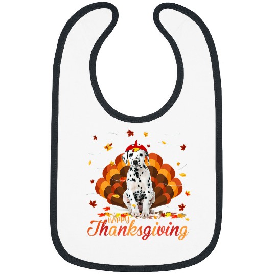 Funny Dalmatian Happy Thanksgiving Turkey Dog Crispy Leaf518 Dalmatians Dog Bibs