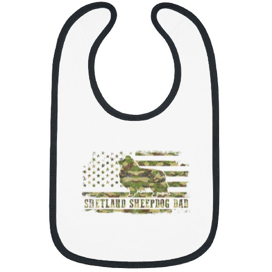 Dog Shetland Mens Shetland Sheepdog Dad Camouflage American Flag Patriotic Dog Bibs