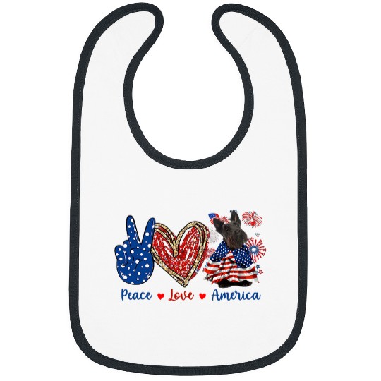 Dog Scottish Terrier Peace Love Scottish Terrier Dog Patriotic America Flag 4th Bibs