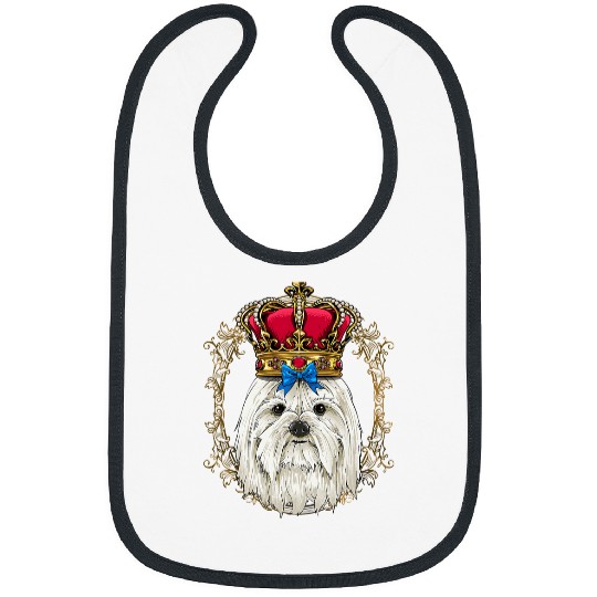 Dog Maltese Royal Maltese King Queen Princess Puppy Maltese Dog Lover Bibs