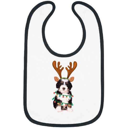 Bernedoodle Puppy Christmas Reindeer Bibs
