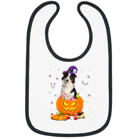 Aussie Halloween Pumpkin Australian Shepherd Halloween Hat Bibs