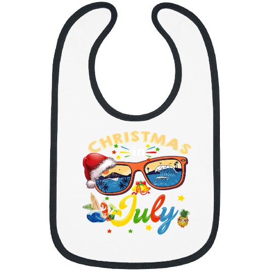 christmas in july santa hat sunglasses summer celebration 121 Bibs