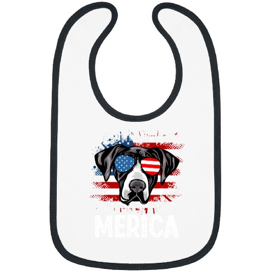 Dog Great Dane American Flag Merica Great Dane 4th Of July Bibs