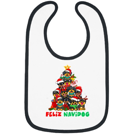 Dog Rottweiler Feliz Navidog Feliz Navidad Christmas Rottweiler Dog Lovers Bibs