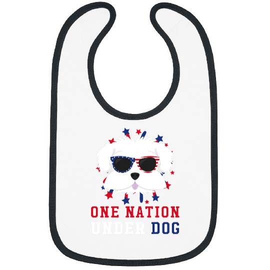 Dog Maltese One Nation Under Dog Fourth Of July Bibs