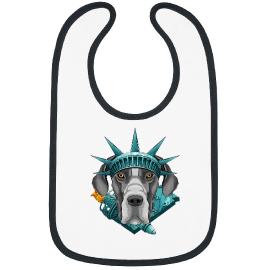Dog Great Dane Statue Of Liberty Great Dane 4th Of July Dog USA America Bibs