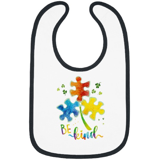 Autism Be Kind Shamrock Patrick Day puzzle Neurodiverse Bibs