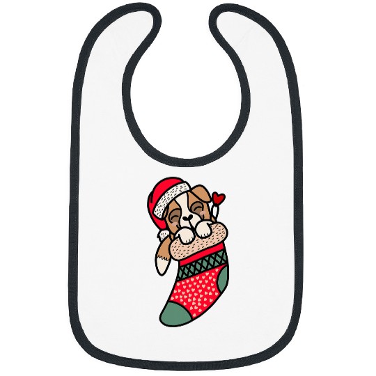 Dog Saint Bernard Cute Baby St Saint Bernard In Christmas Sock xmass Pajama Bibs