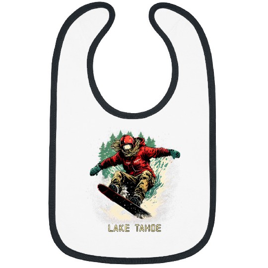 Skiing Ski Lake Tahoe Snowboarder Snowboarding Winter Souvenir for Men Bibs