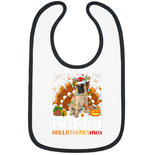 English Mastiff Dog Halloween Christmas Happy Hallothanksmas Bibs
