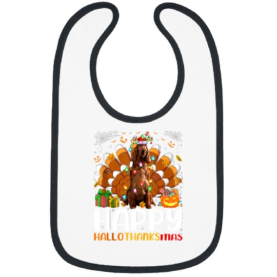 English Setter Dog Halloween Christmas Happy Hallothanksmas 131 Bibs