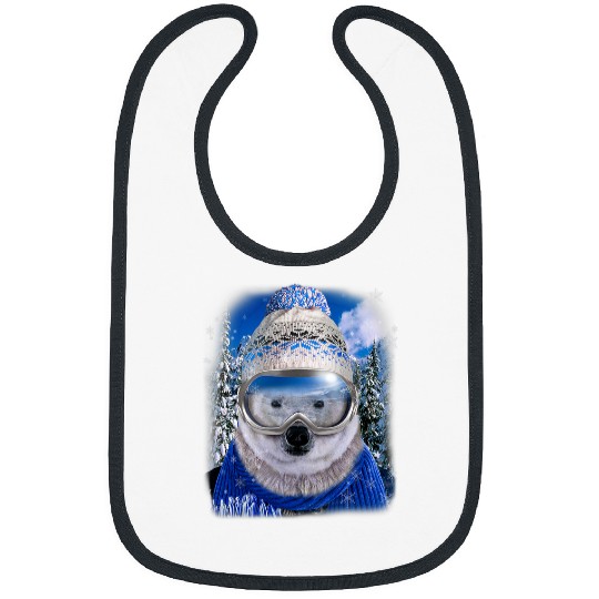 Funny Bear Polar Bear in Winter Ski Snowboarding Sport Wear Cute Bears Bibs