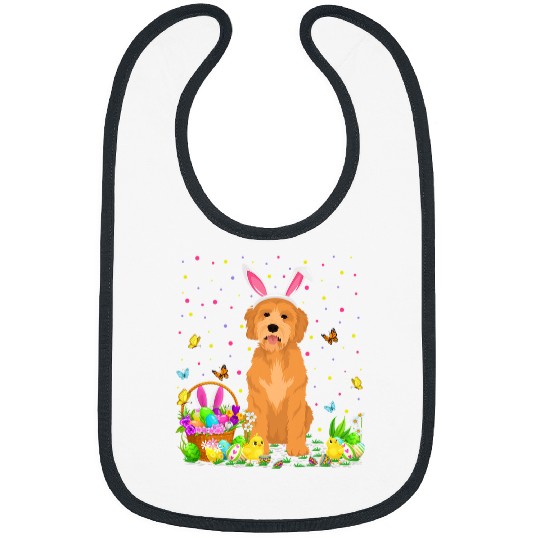 Dog Goldendoodle Funny Easter Egg Hunting Goldendoodle Dog Easter Sunday Bibs