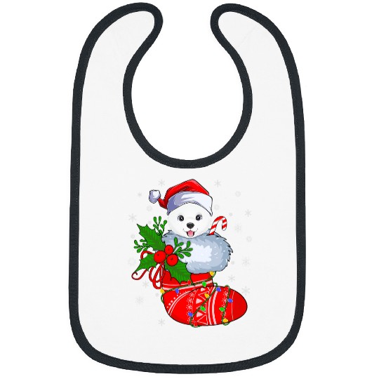 Dog Samoyed Funny Samoyed Dog In Christmas Socks Santa Samoyed Xmas Bibs