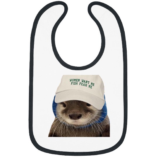 Otters Cute Otter Wears Hat Bibs