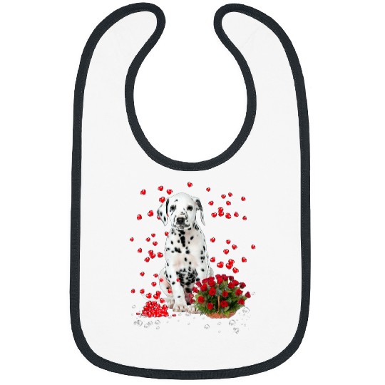 Dalmatian Hearts Balloons And Rose Basket Valentines Day Dalmatians Dog Bibs