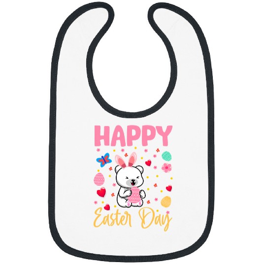 Funny Bear Bunny Polar Bear Colorful Eggs Hunting Happy Easter Day Cute Bears Bibs