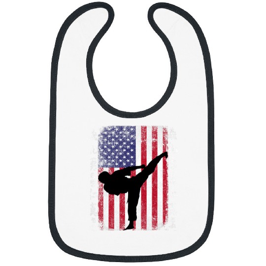 Karate American Usa flag bushido full martial arts contact 1 Bibs