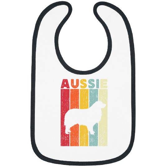 Aussie Dog For Men Kids Blue Merle Australian Shepherd Retro Bibs
